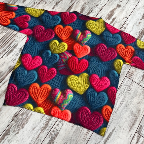 Plus Size Women’s 0XL Colorful Heart Print Sweater – Lightweight Long Sleeve - Picture 7 of 12